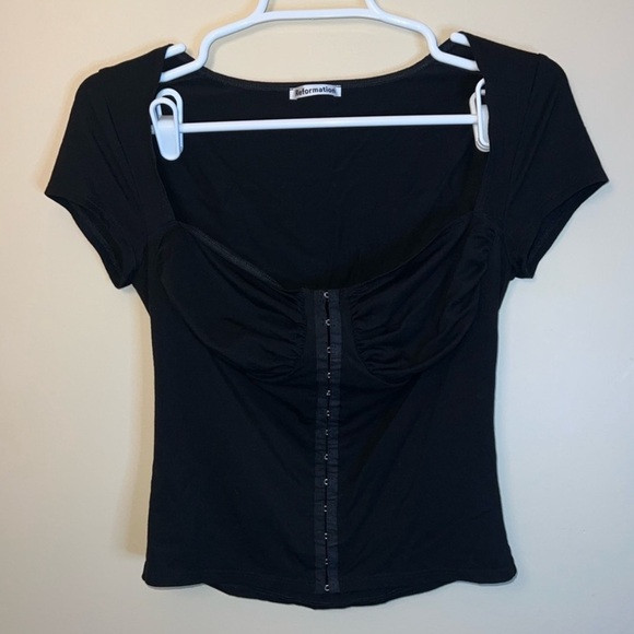 Reformation Black Hook and Eye Short Sleeve Top - Picture 2 of 3